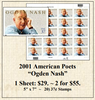 2001 American Poets “Ogden Nash” Stamp Sheet