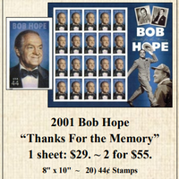 2001 Bob Hope “Thanks For the Memory” Stamp Sheet