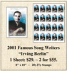 2001 Famous Song Writers “Irving Berlin” Stamp Sheet