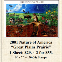 2001 Nature of America “Great Plains Prairie” Stamp Sheet