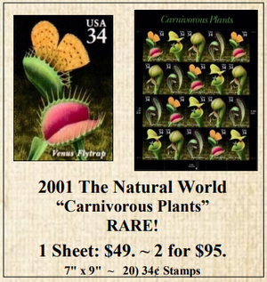 2001 The Natural World “Carnivorous Plants” Stamp Sheet