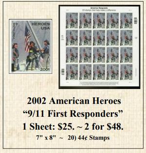 2002 American Heroes "9/11 First Responders" Stamp Sheet