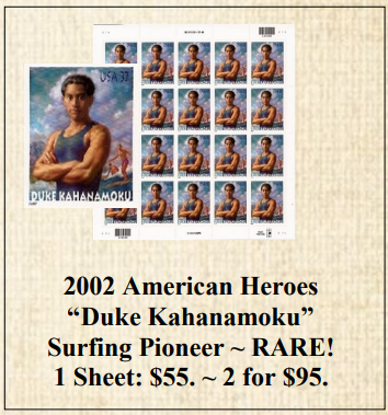 2002 American Heroes “Duke Kahanamoku” Stamp Sheet