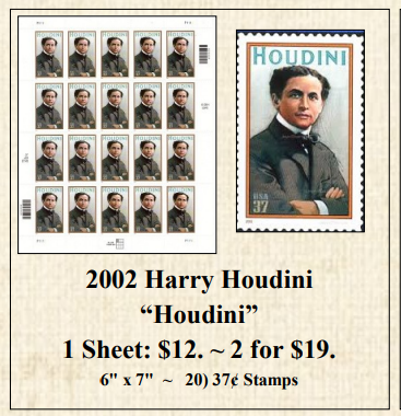 2002 Harry Houdini “Houdini” Stamp Sheet