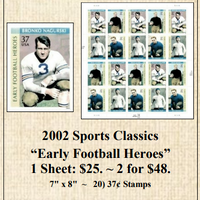 2002 Sports Classics “Early Football Heroes” Stamp Sheet