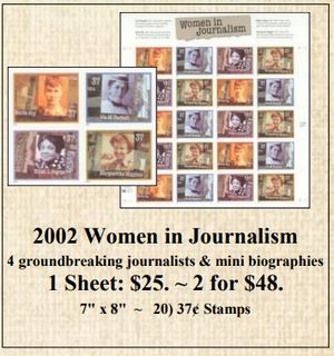 2002 Women in Journalism 4 Groundbreaking Journalists & Mini Biographies Stamp Sheet