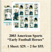 2003 American Sports “Early Football Heroes” Stamp Sheet