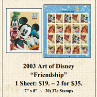 2003 Art of Disney “Friendship” Stamp Sheet