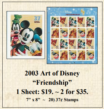 2003 Art of Disney “Friendship” Stamp Sheet