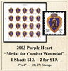 2003 Purple Heart “Medal for Combat Wounded” Stamp Sheet