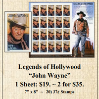 John Wayne “Legends of Hollywood” Stamp Sheet