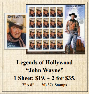 John Wayne “Legends of Hollywood” Stamp Sheet