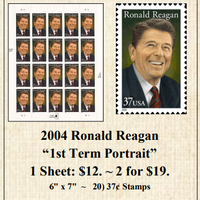 2004 Ronald Reagan “1st Term Portrait” Stamp Sheet