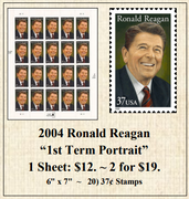 2004 Ronald Reagan “1st Term Portrait” Stamp Sheet