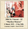 2004 St. Vincent ~ $2 “Marilyn Monroe” Stamp Sheet