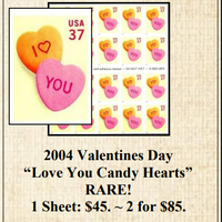 2004 Valentines Day “Love You Candy Hearts” Stamp Sheet