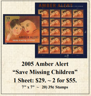 2005 Amber Alert “Save Missing Children” Stamp Sheet