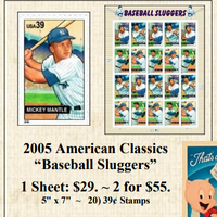 2005 American Classics “Baseball Sluggers” Stamp Sheet