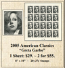 2005 American Classics “Greta Garbo” Stamp Sheet