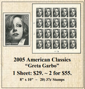 2005 American Classics “Greta Garbo” Stamp Sheet