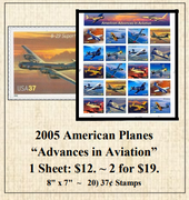 2005 American Planes “Advances in Aviation” Stamp Sheet