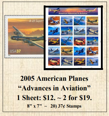 2005 American Planes “Advances in Aviation” Stamp Sheet