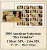 2005 American Statesman “Ben Franklin” Stamp Sheet