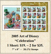 2005 Art of Disney “Celebration” Stamp Sheet