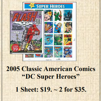 2005 Classic American Comics “DC Super Heroes” Stamp Sheet