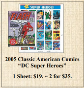 2005 Classic American Comics “DC Super Heroes” Stamp Sheet