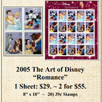 2005 The Art of Disney “Romance” Stamp Sheet