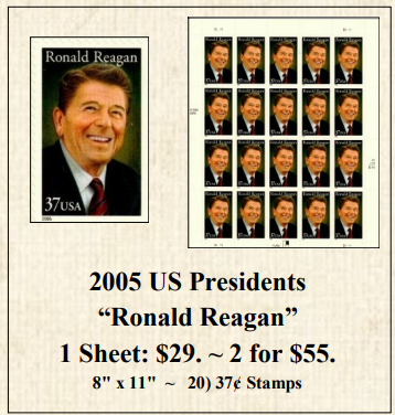 2005 US Presidents “Ronald Reagan” Stamp Sheet