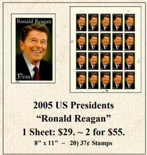 2005 US Presidents “Ronald Reagan” Stamp Sheet