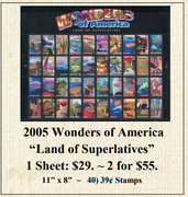 2005 Wonders of America "Land of Superlatives" Stamp Sheet