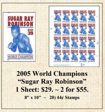 2005 World Champions “Sugar Ray Robinson” Stamp Sheet