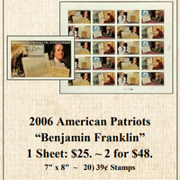 2006 American Patriots "Benjamin Franklin" Stamp Sheet