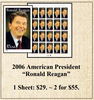 2006 American President “Ronald Reagan” Stamp Sheet