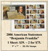 2006 American Statesmen “Benjamin Franklin” Stamp Sheet