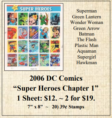 2006 DC Comics “Super Heroes Chapter 1” Stamp Sheet