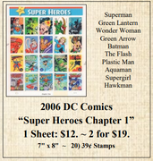 2006 DC Comics “Super Heroes Chapter 1” Stamp Sheet