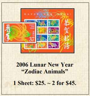 2006 Lunar New Year “Zodiac Animals” Stamp Sheet