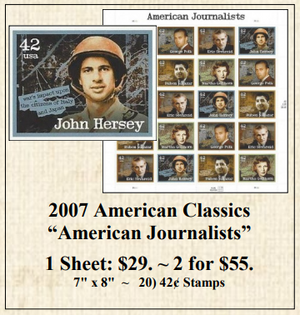 2007 American Classics “American Journalists” Stamp Sheet