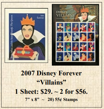 2007 Disney Forever “Villains” Stamp Sheet