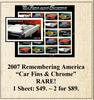 2007 Remembering America “Car Fins & Chrome” Stamp Sheet