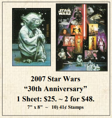 2007 Star Wars "30th Anniversary" Stamp Sheet