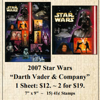 2007 Star Wars “Darth Vader & Company” Stamp Sheet