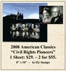 2008 American Classics “Civil Rights Pioneers” Stamp Sheet