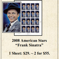 2008 American Stars “Frank Sinatra” Stamp Sheet