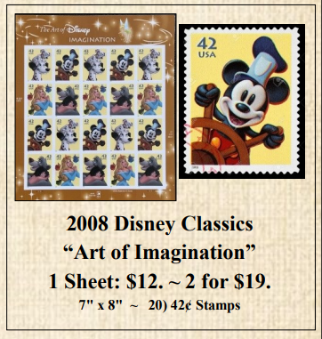 2008 Disney Classics “Art of Imagination” Stamp Sheet
