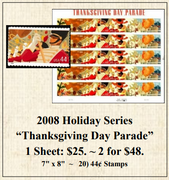 2008 Holiday Series "Thanksgiving Day Parade" Stamp Sheet